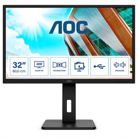 AOC Q32P2 - Monitor a LED - 31.5  - 2560x1440 IPS REG ALTEZZA -SNODO 