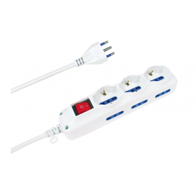NOVALINE MULTIPRESA CON INTERRUTTORE - 3 SCHUKO   6 BIVALENTI 10/16A / SPINA 16A
