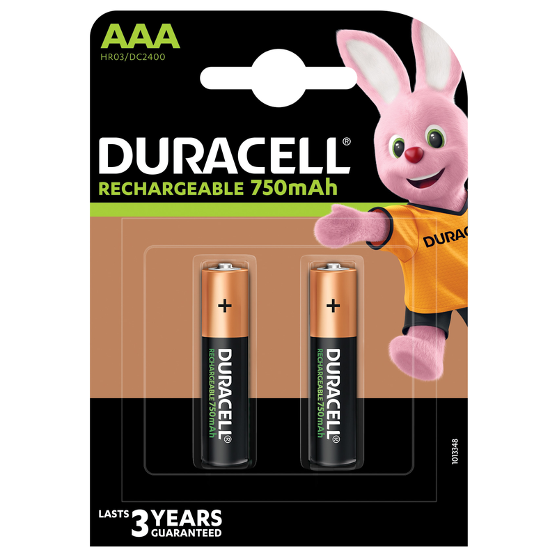 DURACELL 2 PILE AAA RICARICABILI MINISTILO 750 MAH, HR03, 3 ANNI DU70