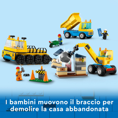 LEGO CITY GREAT VEHICLES 60391 CAMION DA CANTIERE E GRU CON PALLA DA  DEMOLIZIONE