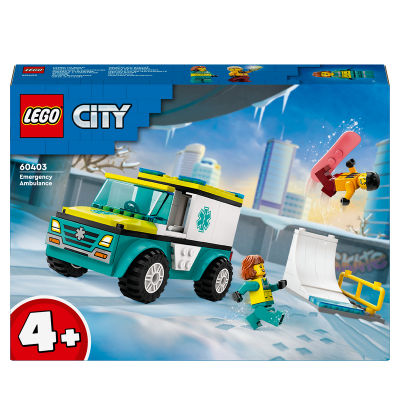 LEGO CITY GREAT VEHICLES 60403 AMBULANZA DI EMERGENZA E SNOWBOARDER ETA 4 