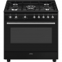 SMEG CX91GMBL CUCINA 90X60 MULTI6 VENT A 4F 1TC NERA PULIZIAVAP