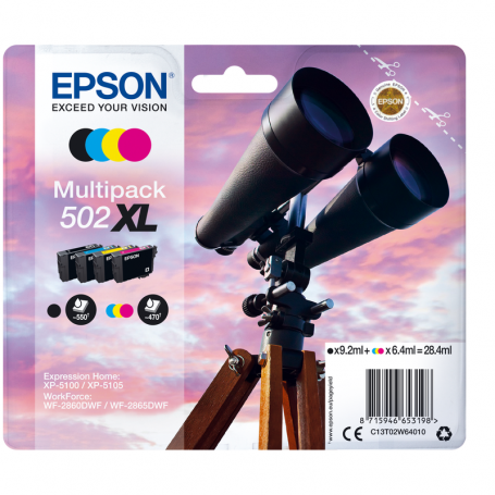 EPSON C13T02W64010 MULTIPACK 4 CARTUCCE BK C M Y 502XL 28.4ML  BINOCOLO 