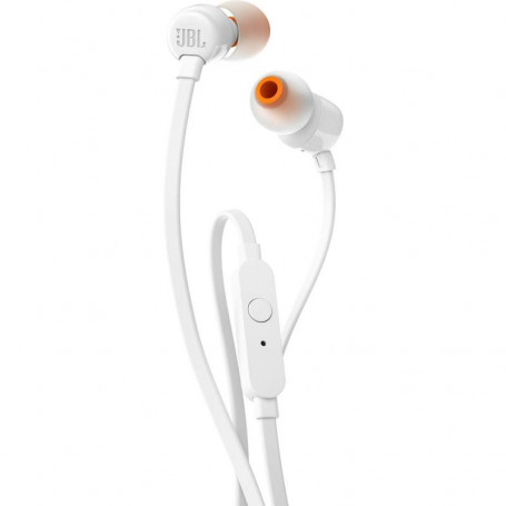 JBL T110 WHT AURICOLARI COM/MIC CAVO PIATTO