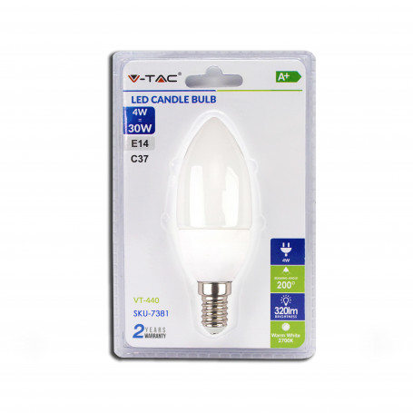 V-TAC 7381 Lampadina LED 4W E14 Candela 3000K  Blister 1 pezzo