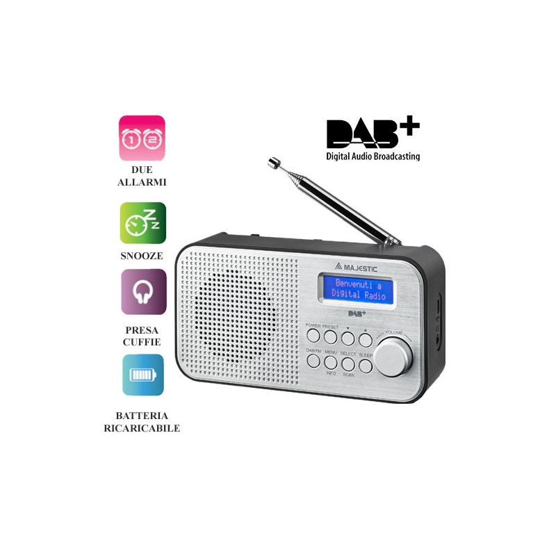 MAJESTIC RT 194 DAB RADIO DAB PORTATILE MP3 BAT RIC