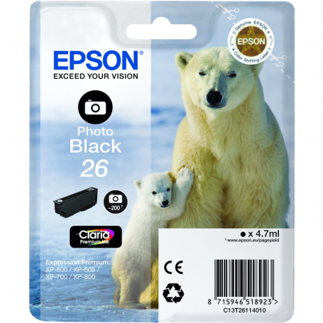 EPSON T261140 C.INK NERO FOTO 26 ORSO POLARE