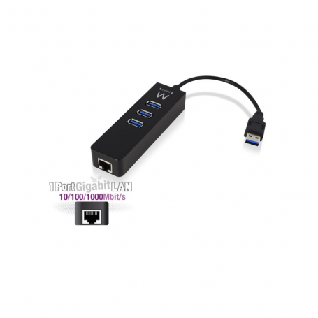 EWENT EW1140 HUB COMPATTO USB 3.1 3P.USB3   GIGABIT ETHERNET RJ45