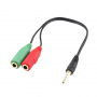 EWENT EC1640 CAVETTO ADATTATORE Jack 3.5mm M. 4pin - 2 Jack 3.5mm F. 3pin, 15cm