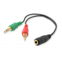 EWENT EC1642 CAVETTO ADATTATORE 1 Jack 3.5mm F. 4pin - 2 Jack 3.5mm M. 3pin, 15cm